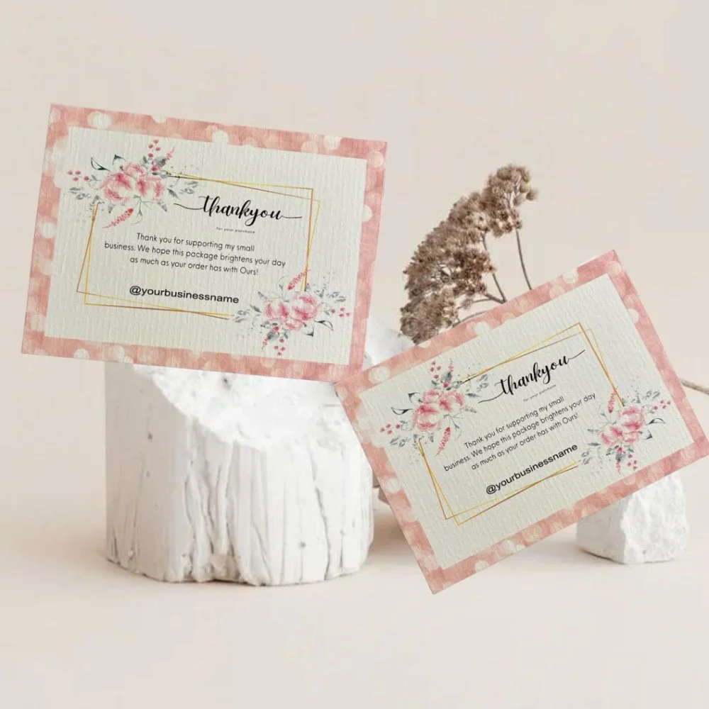 300 qty Elegant Floral Packaging Insert Business Card