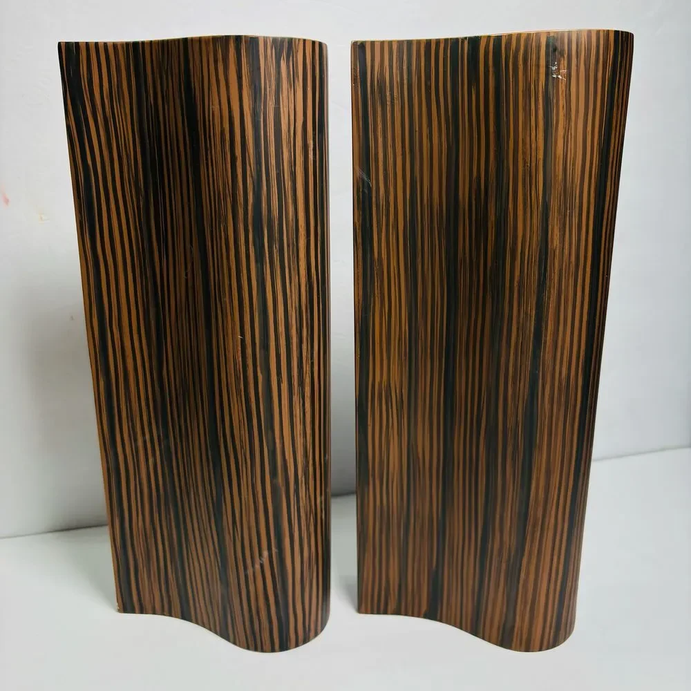 Large Ceramic Resin Wooden Teardrop Flower Display Vases Rustic MCM Mid‎ Century
