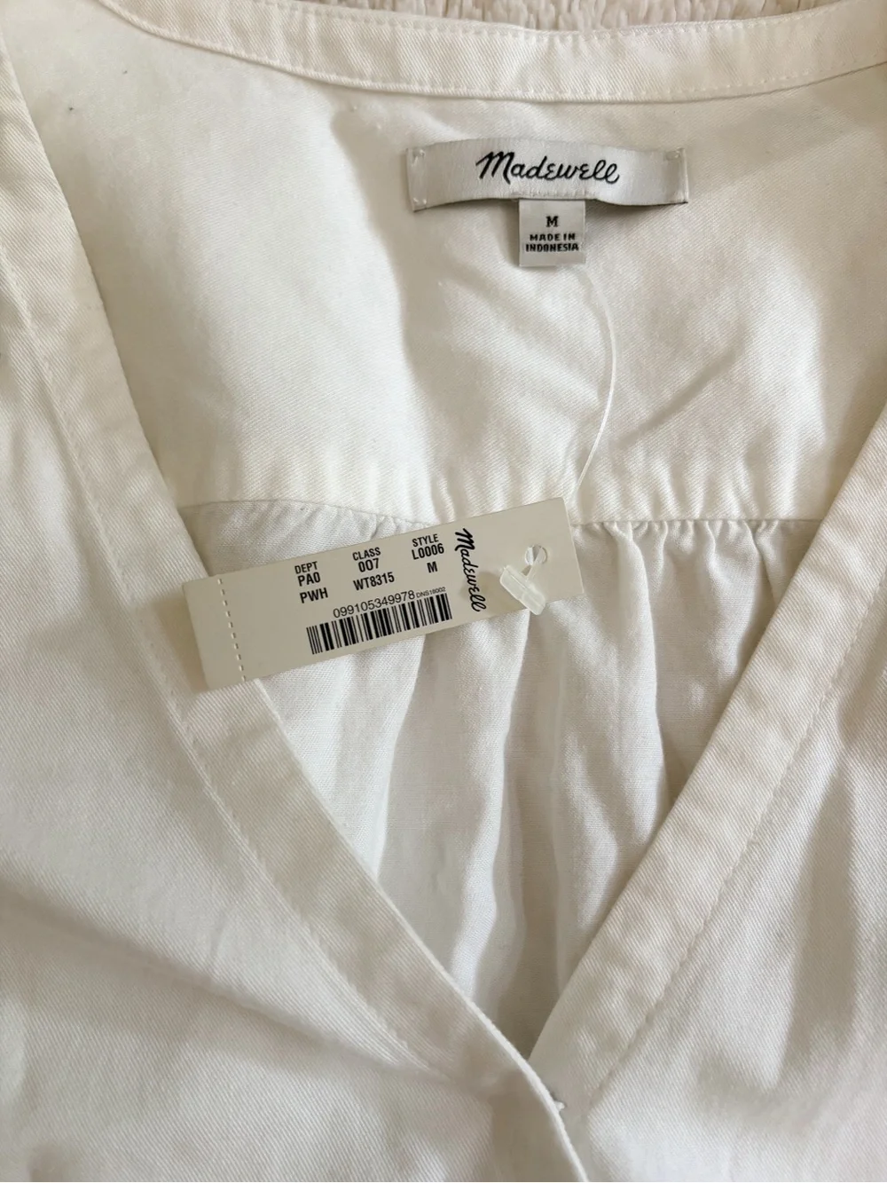 Madewell Puff Sleeve Peplum Wrap Top Pure White NWT Medium