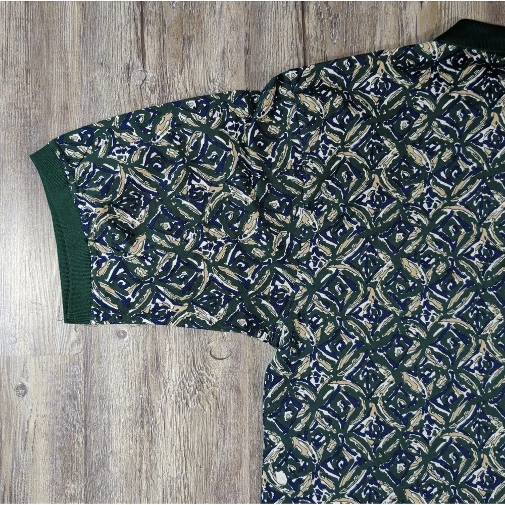 NOS Vintage Super Sports Golf Apparel Geometric Polo Shirt Green Men's XL NWT