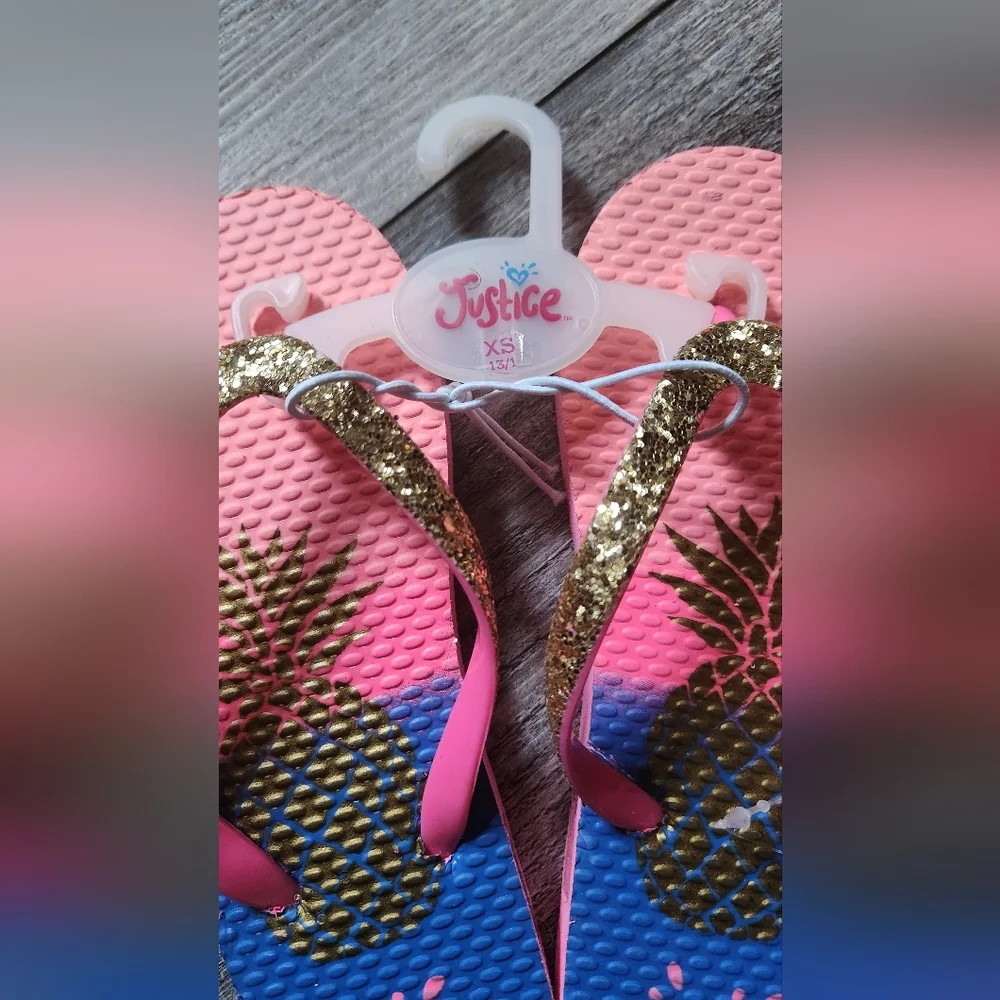 JUSTICE Girls Glitter Flip Flops