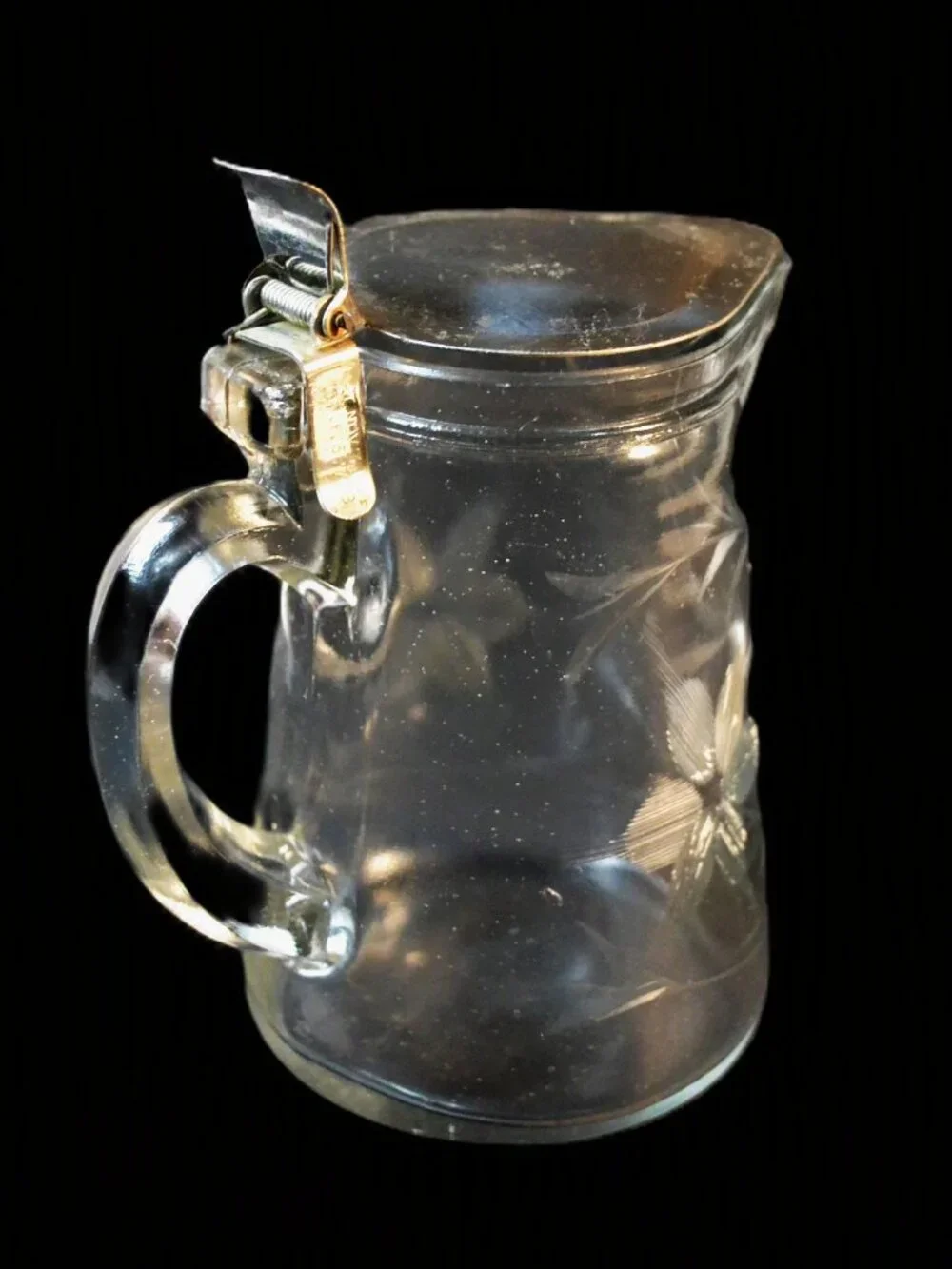 Antique Syrup Dispenser Etched Pattern Pat Date 1914 Kitchen Decor
