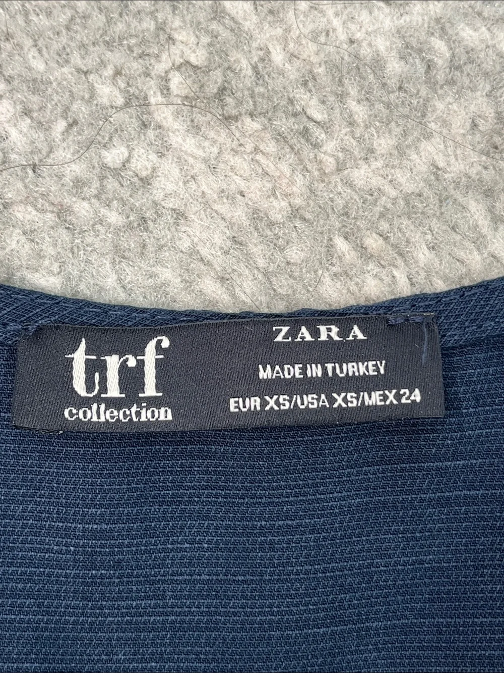 ZARA TRF COLLECTION NAVY BLUE WIDE LEG JUMPSUIT TIE SHOULDER LINEN RAYON SZ XS