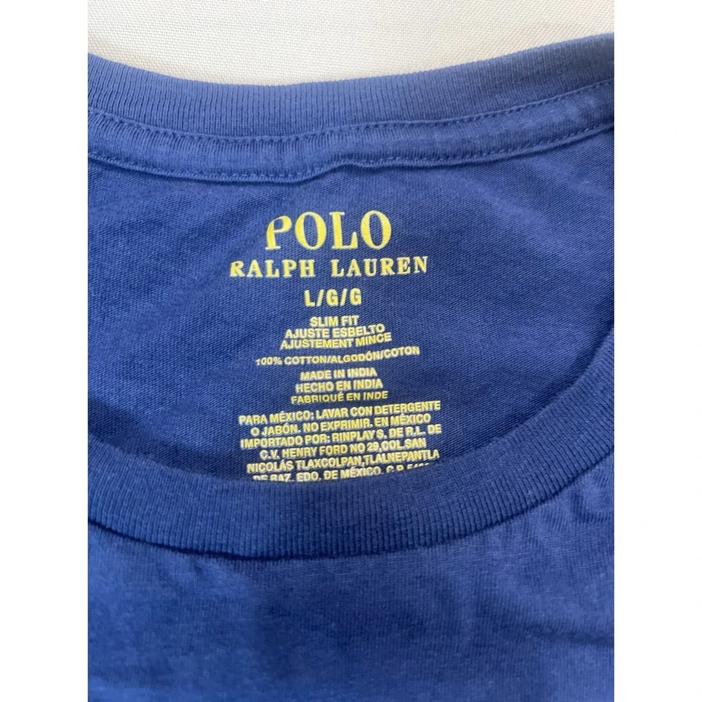 Polo Ralph Lauren Slim Fit Crew T-Shirts - Large Navy Blue Lot Of 2 Logo