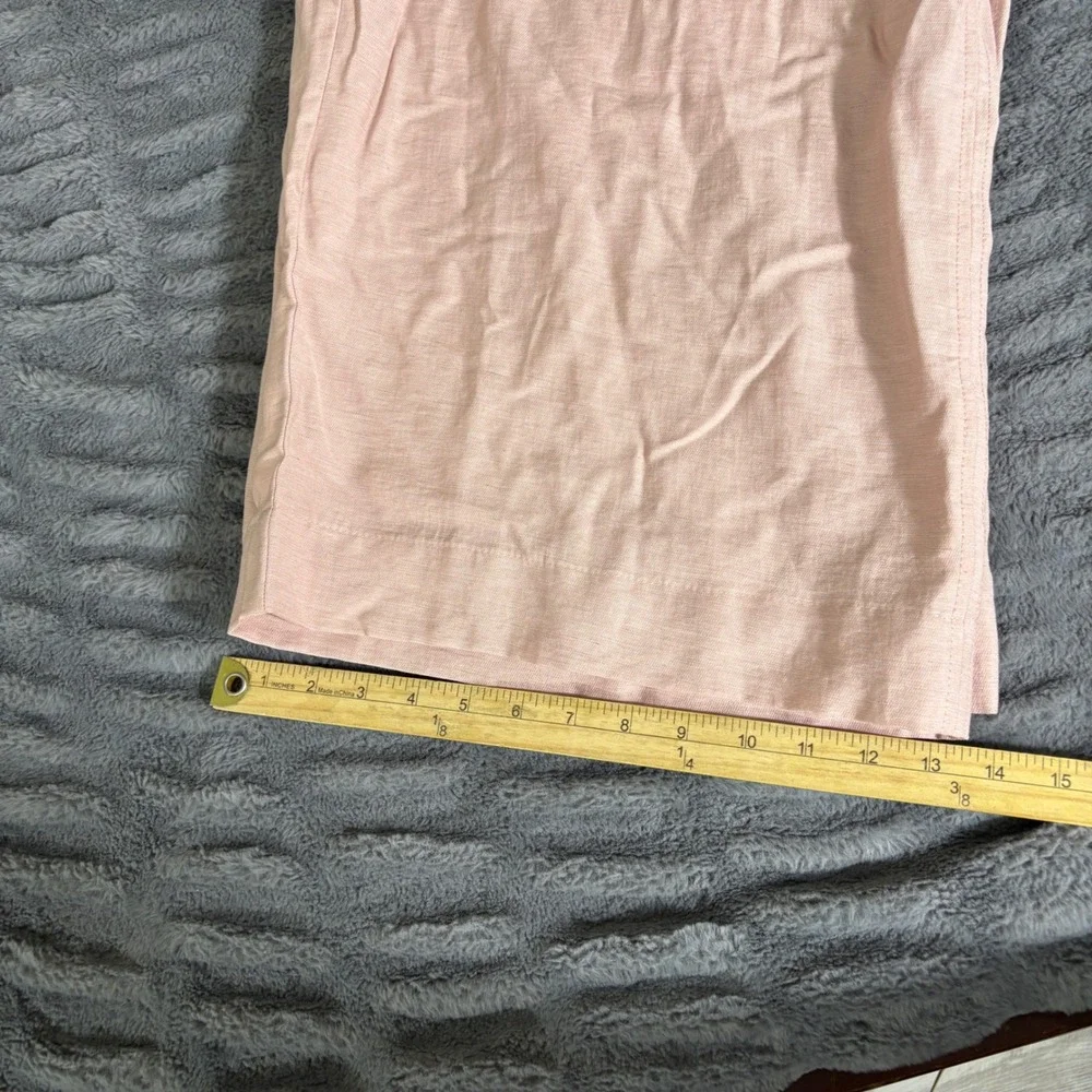 H&M Pink Linen Blend Wide Leg Culotte Pants XL High Waist Relaxed Crop AQ240