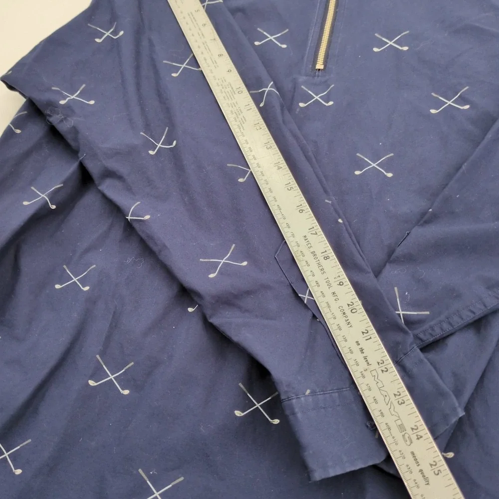 Polo Golf Ralph Lauren Shirt Large Navy Blue Half Zip All Over Print Golf Clubs