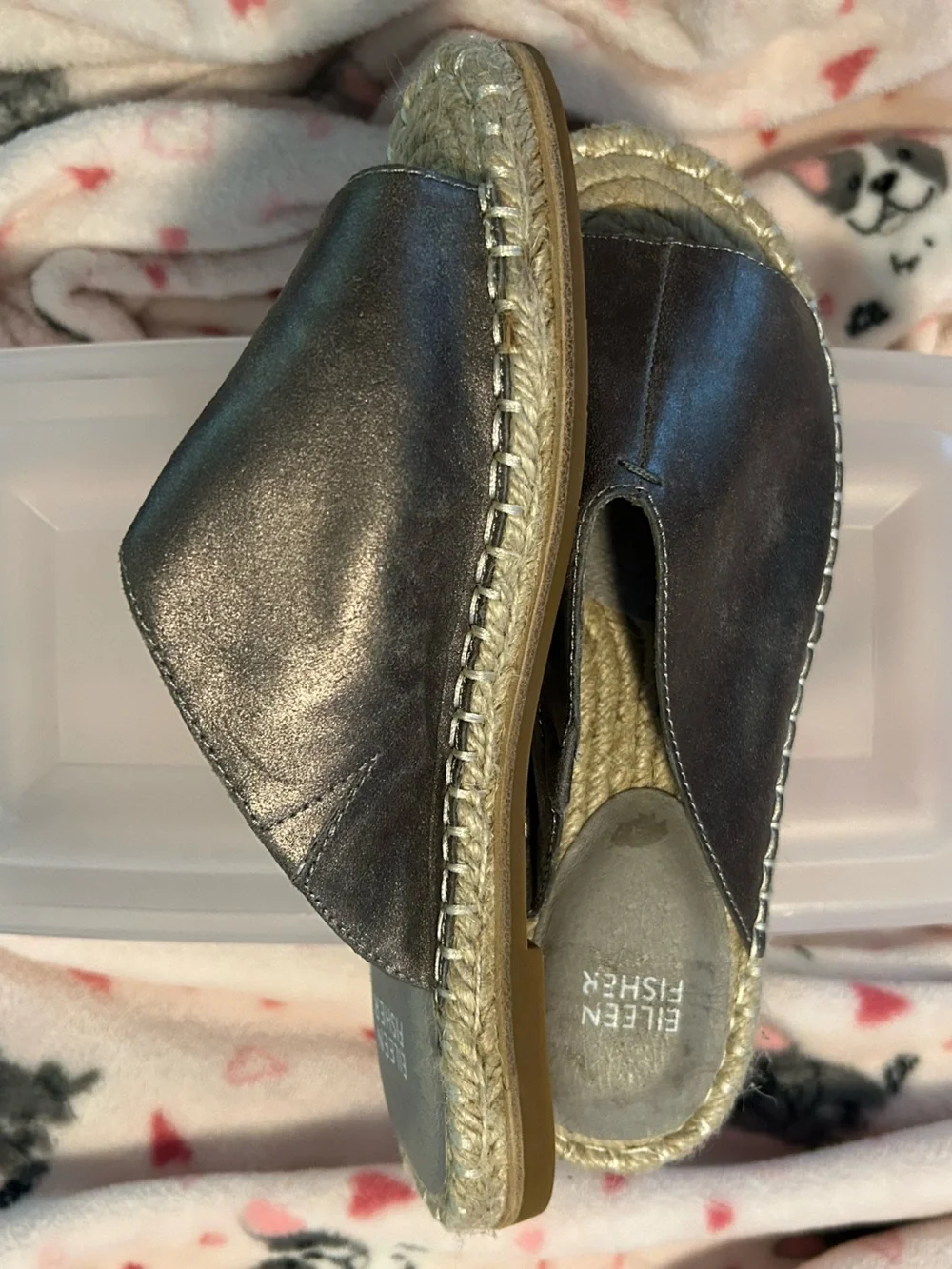 Eileen Fisher Dark Brown Leather Espadrille Slide