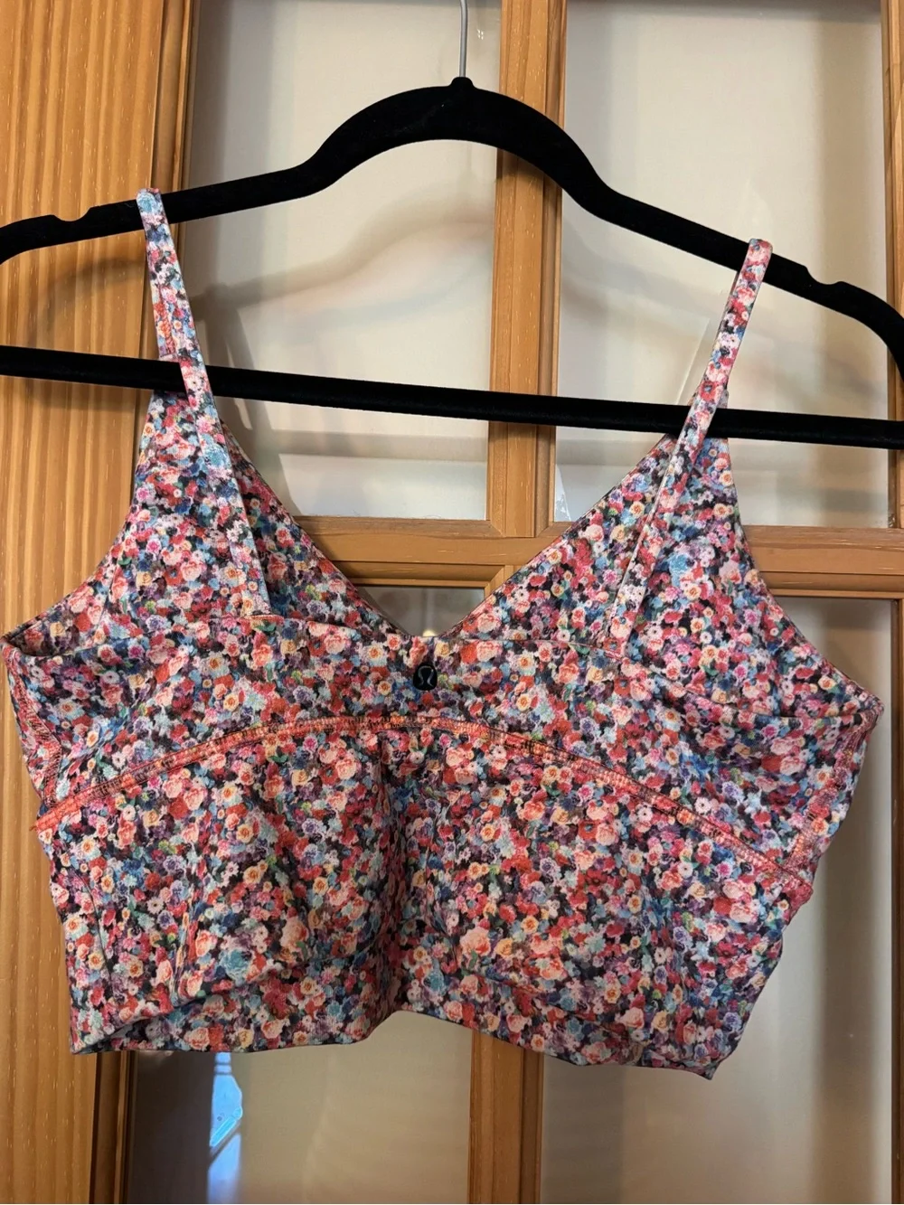 Women’s lululemon longline sports bra in Floral Pink Multi. Light support- Sz 10