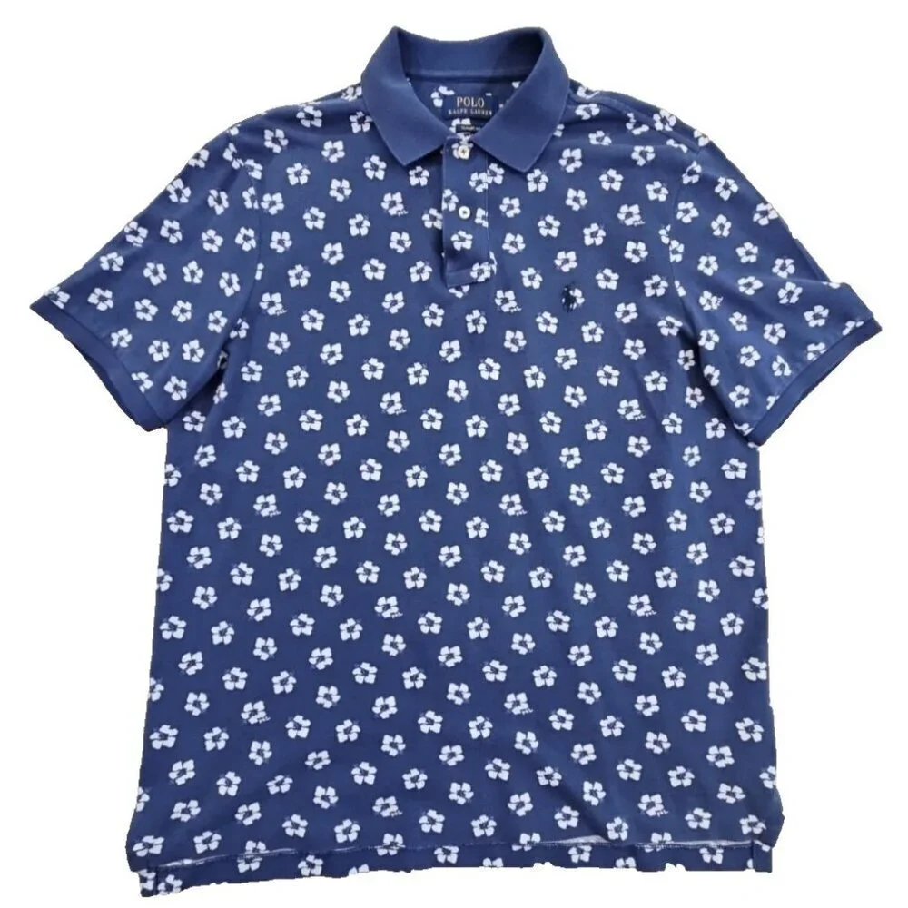 Polo‎ Ralph Lauren Classic Fit PRL Polo Shirt Men's Medium Blue Floral EUC LN