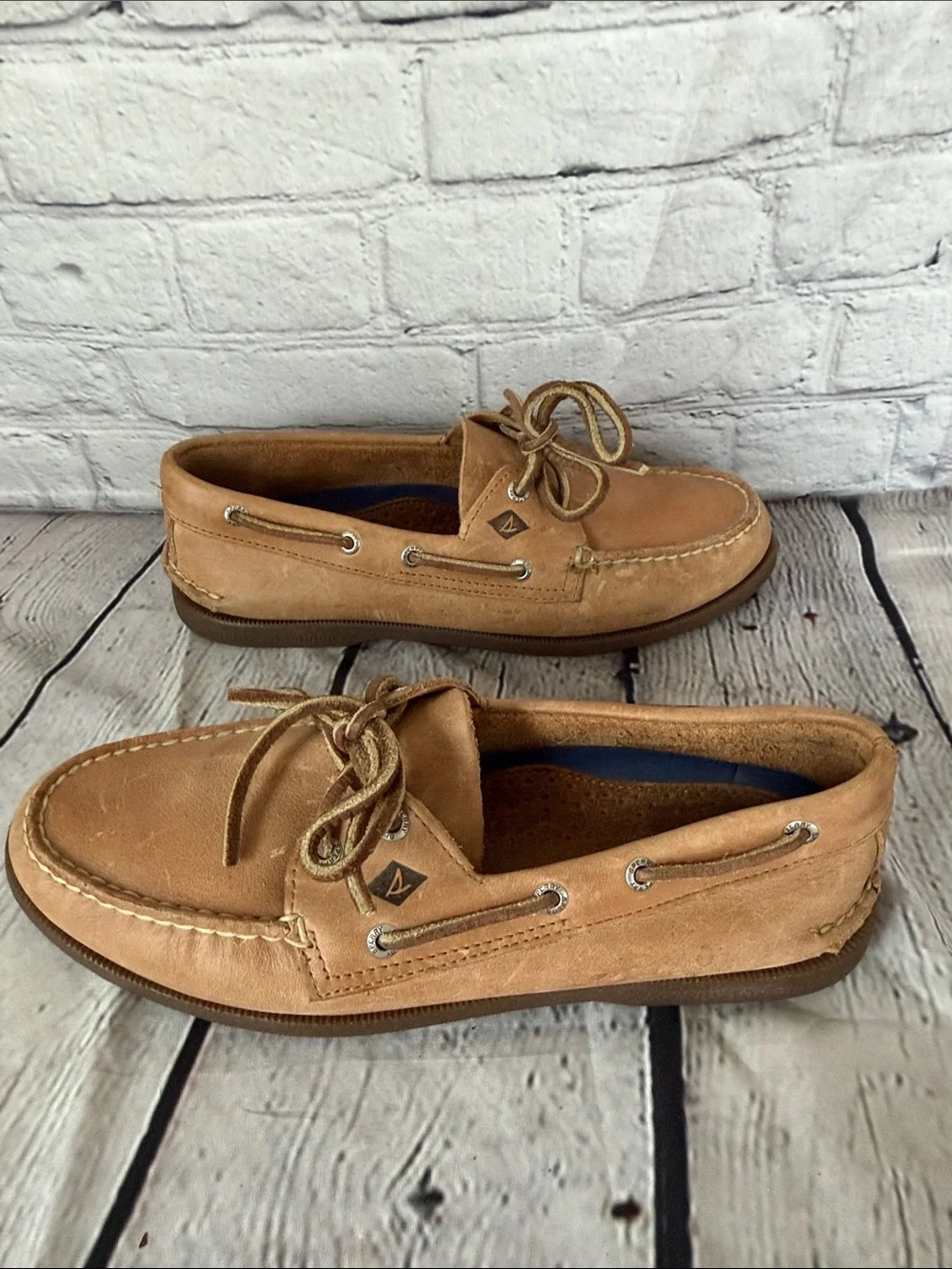 Men's Sperry Topsiders Tan Leather Boat Shoes - Classic Lace-Up Casual