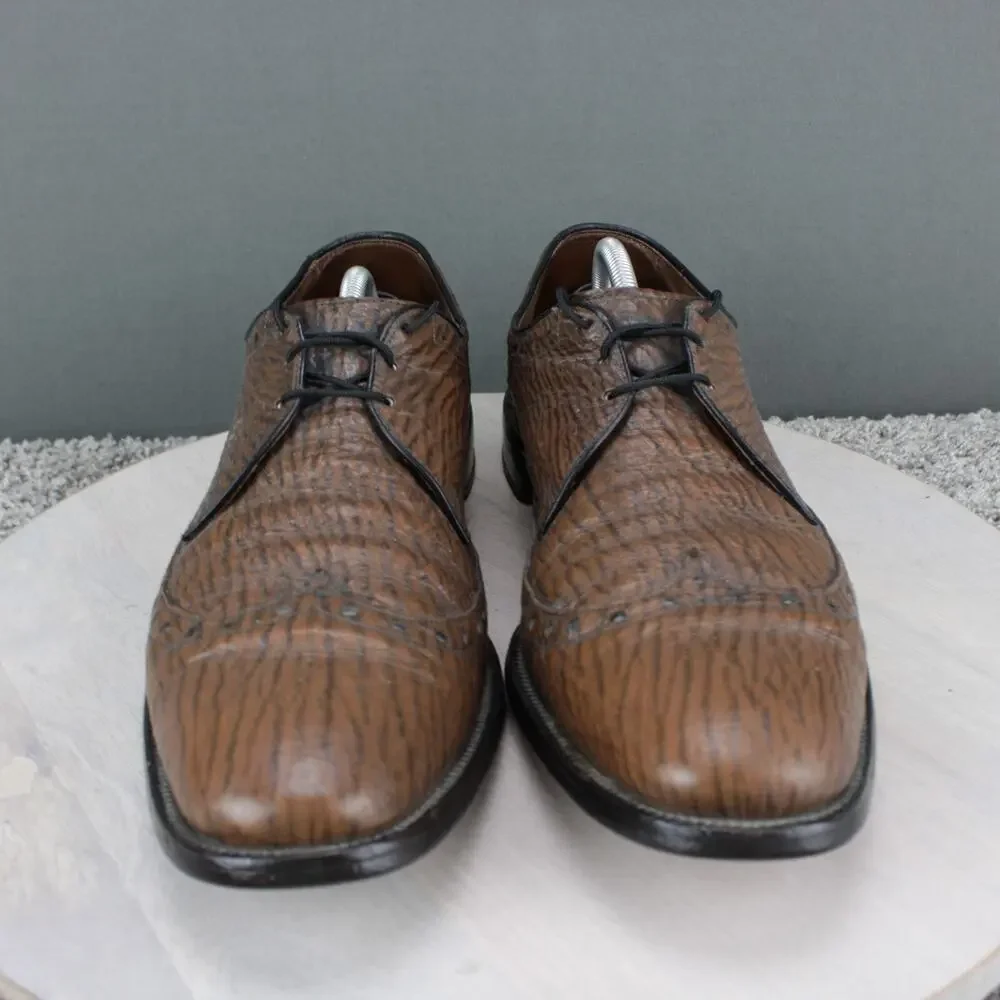 Allen Edmonds Nassau Sharkskin Mens 14 AAA Brown Leather Oxford Dress
