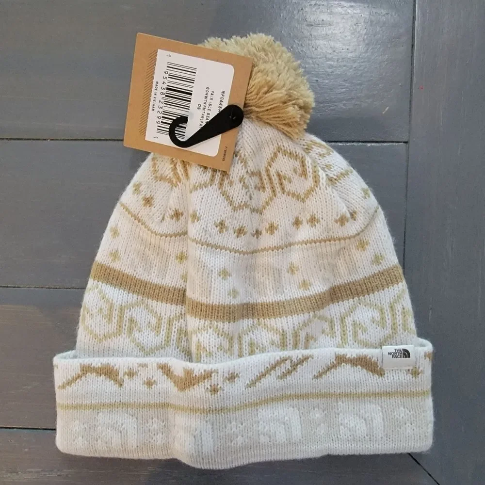 The North Face Fair Isle pom pom unisex winter beanie hat