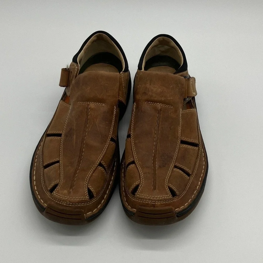 Timberland Smart Comfort Series Brown Leather Sandals Shoes Mens Size 11.5 M