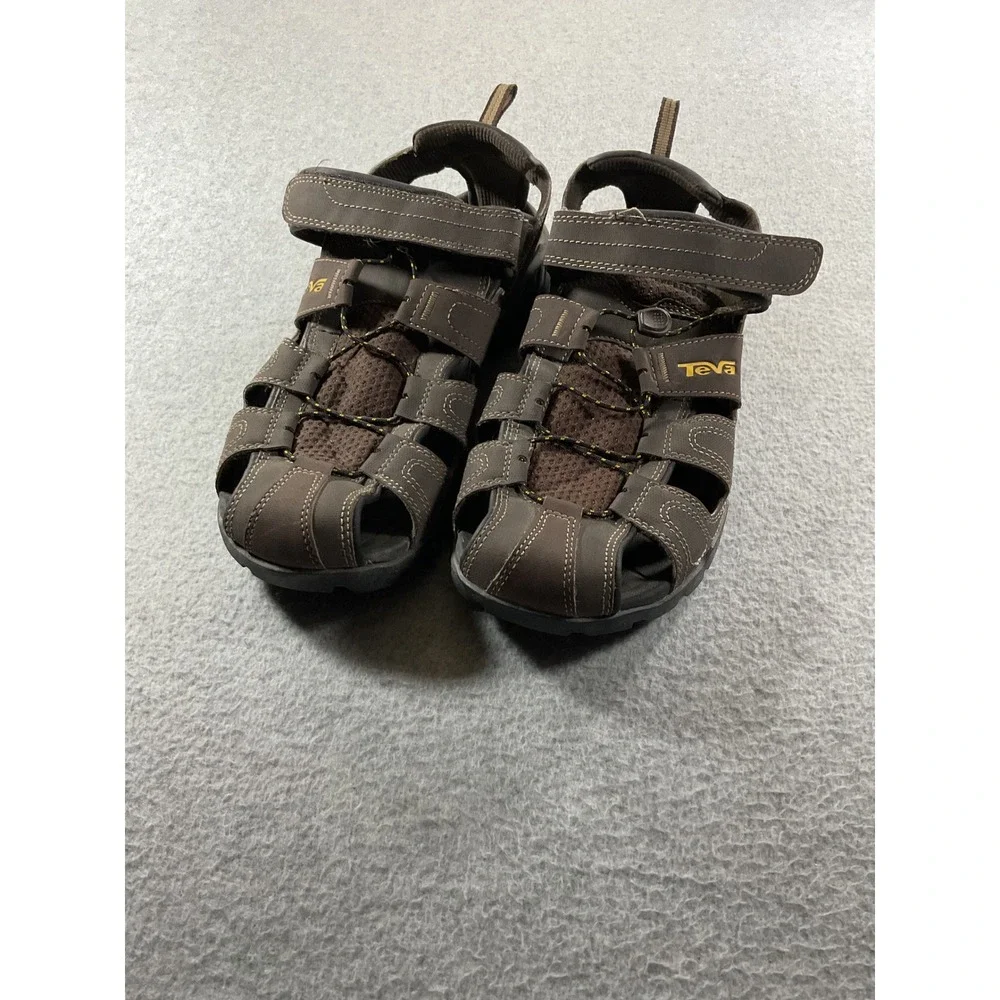 Teva Omnium Mens Brown Hiking Sandals Closed Toe Water Shoes 1001116 Size 11