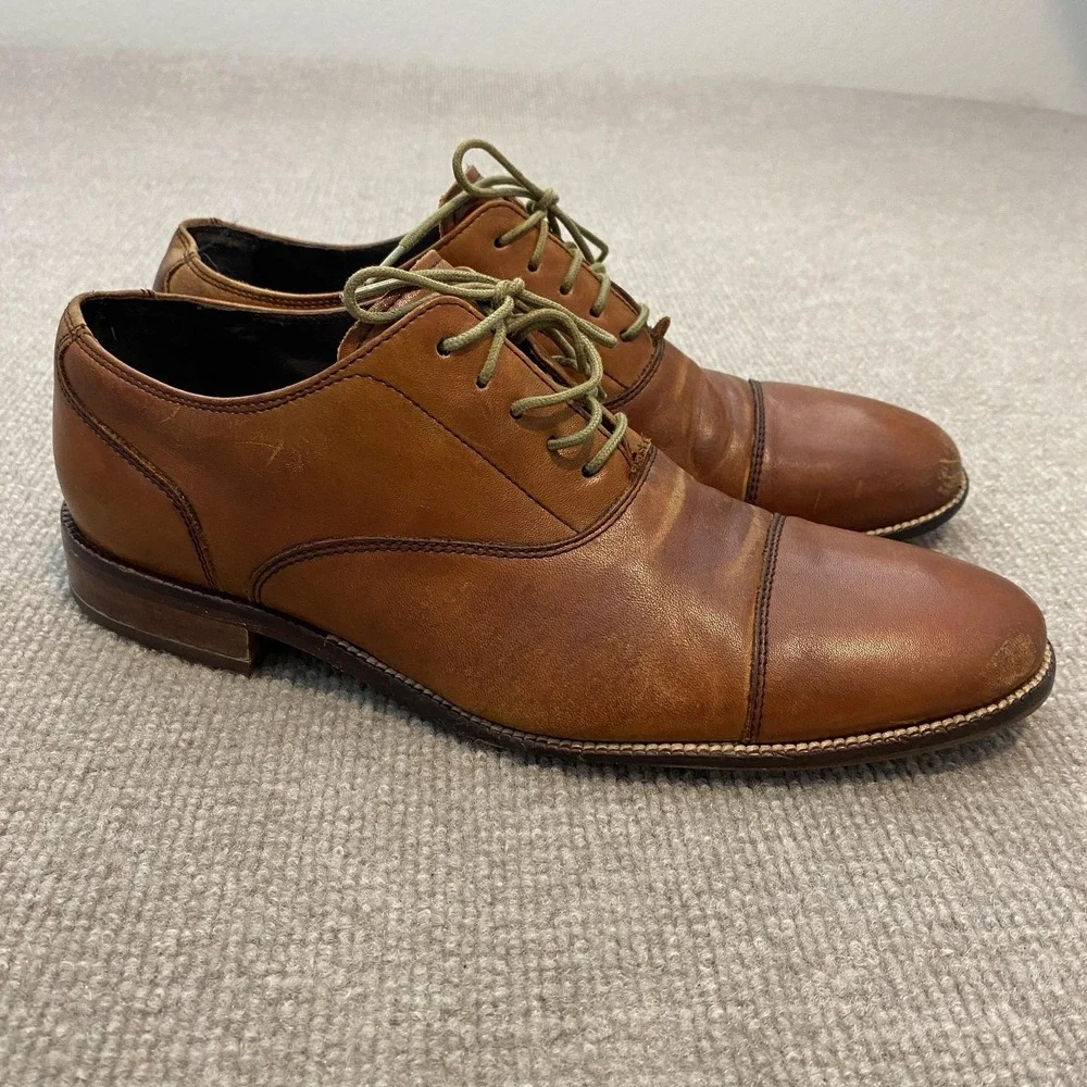 Cole Haan Shoes Mens Size 8 M Brown Leather Cap Toe Dress Oxfords C12337