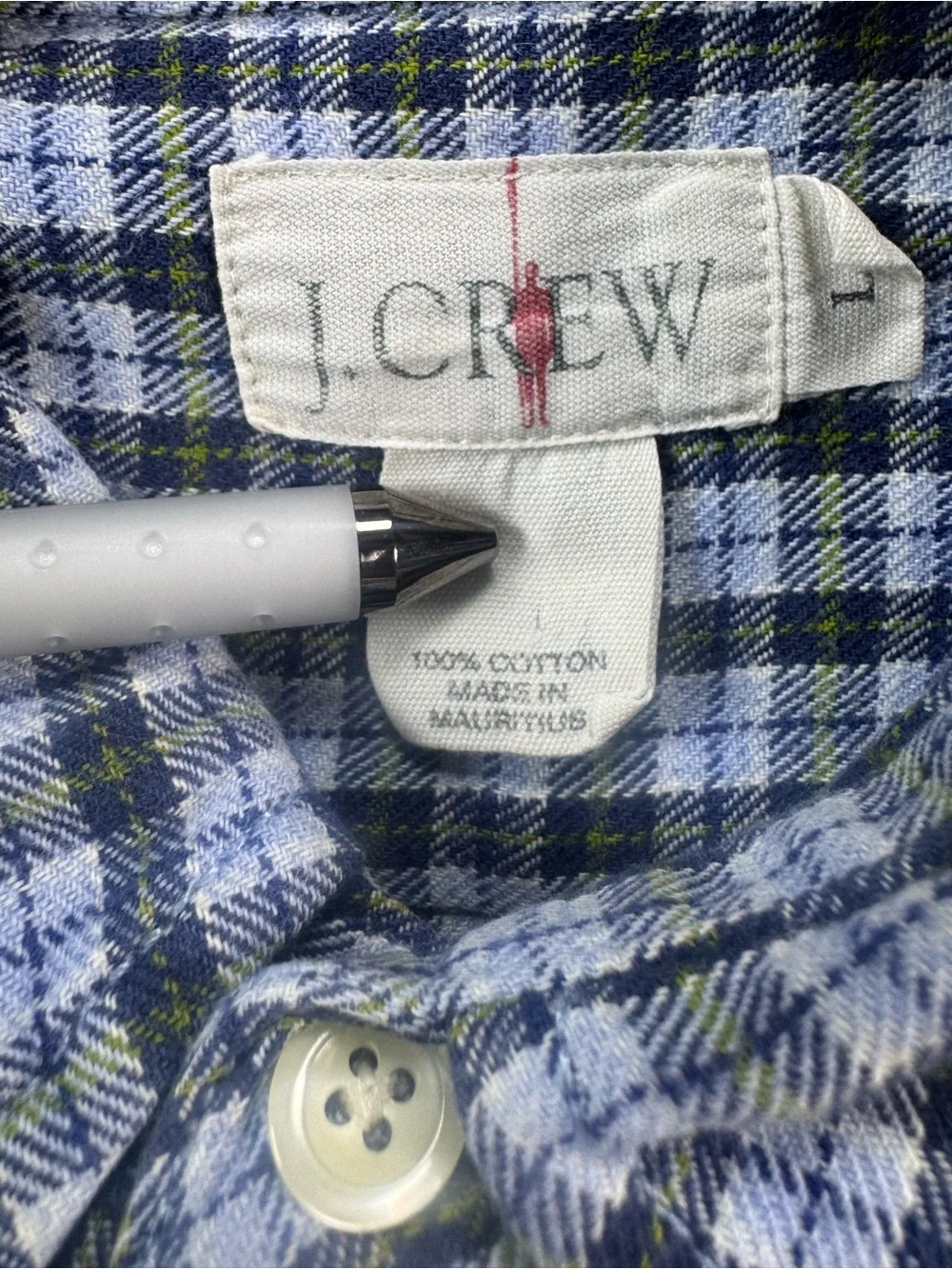 Vintage J Crew Shirt Mens Large Oarsman Blue Plaid Flannel Shirt