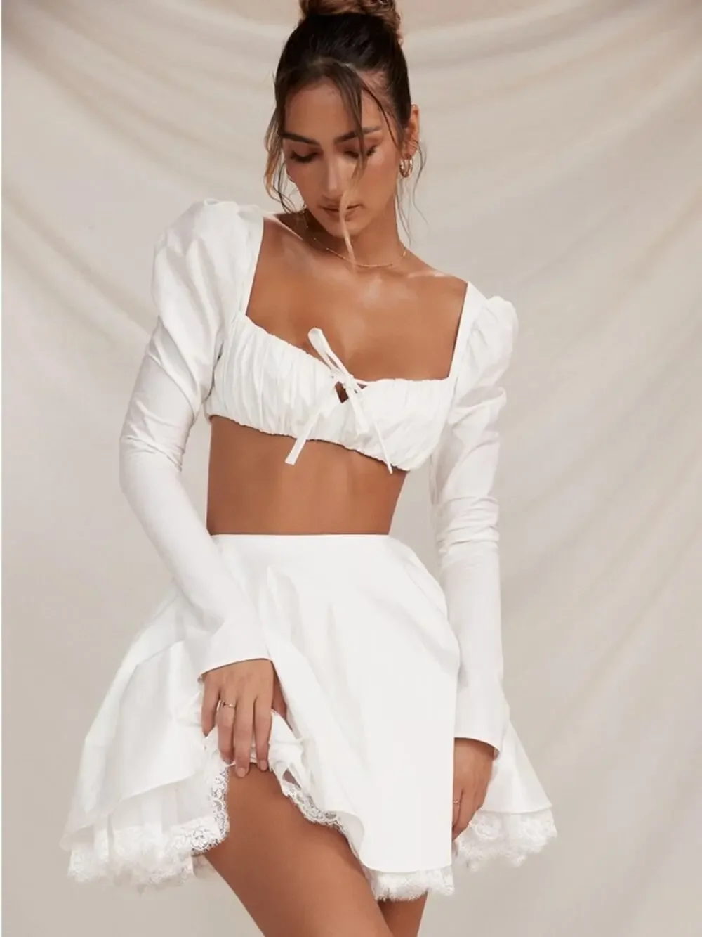 House of CB Shira White Puff Sleeve Top XS