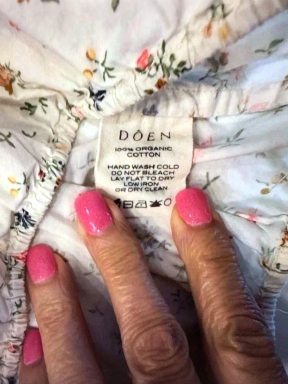 Doen Cream Floral Tie-Front Peasant Blouse