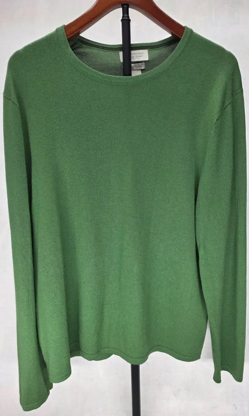 Banana Republic Silk Cashmere Preppy Green Classic Pullover Men's Sweater (L)