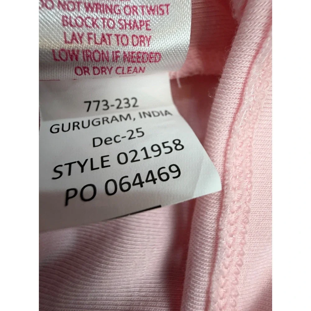 Lilly Pulitzer Etta V-Neck Top Pink Eyelet Lace Puff Sleeve Knit Shirt Large