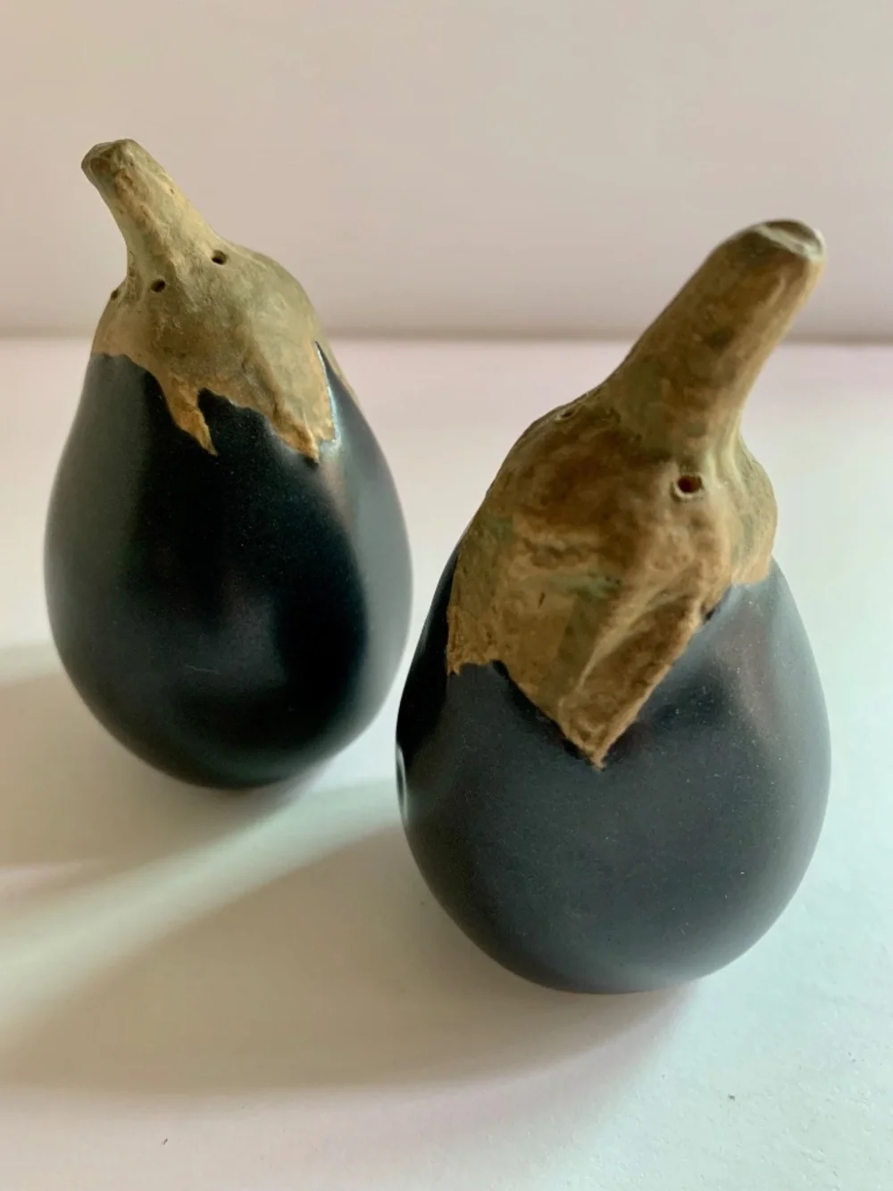 Patricia Garrett Studio Pottery Eggplant Salt & Pepper Shakers | Art Pottery | c