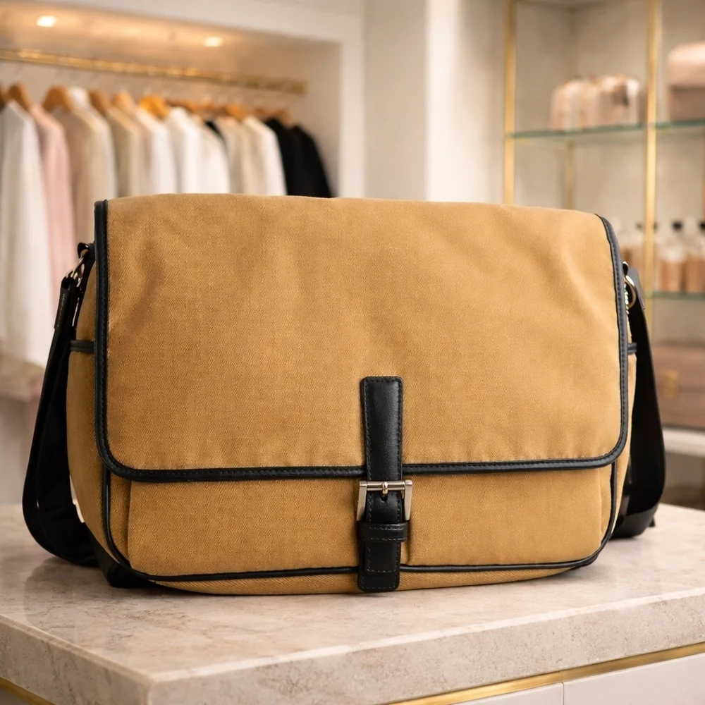 Coach Unisex Mercer‎ Y2K Twill Tan Black Messenger Shoulder Nylon Crossbody Bag