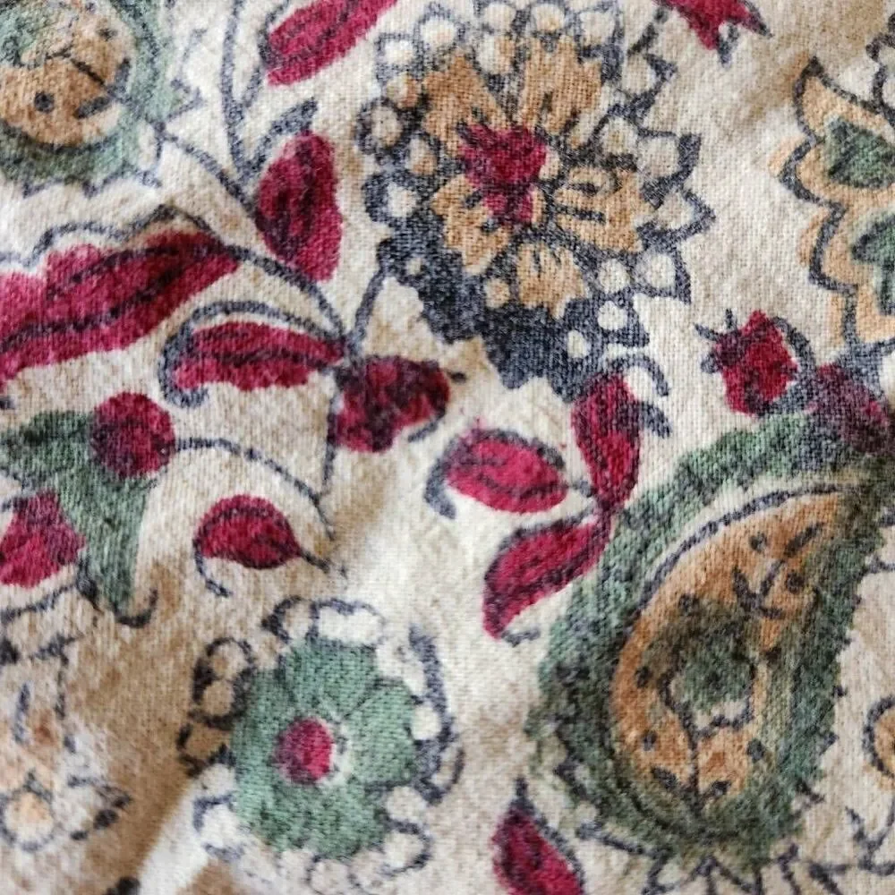 Paisley floral cream boho cotton table cover large rectangular