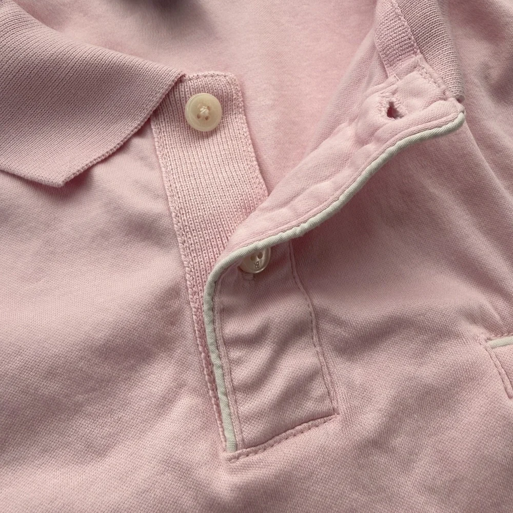 BANANA REPUBLIC Luxe Touch Pip Pink Oxford Polo Short Sleeve Shirt‎ Mens Medium