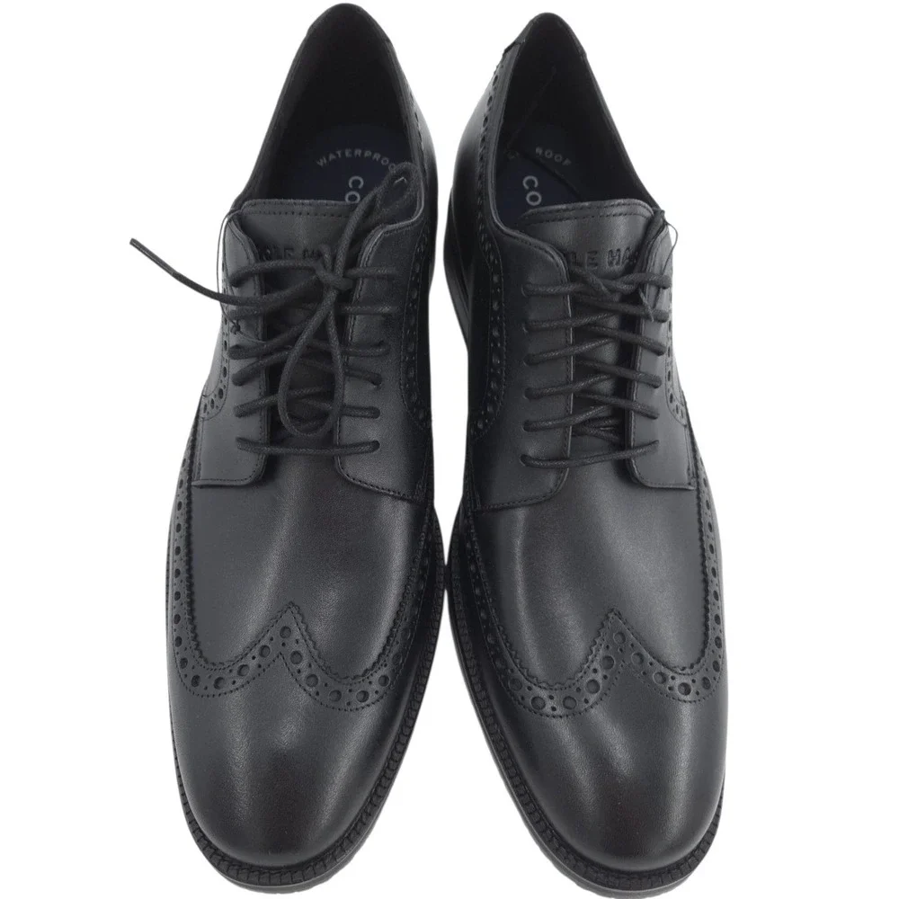 Cole Haan ME Wingtip Oxford Dress Shoes Mens 13 Black Leather Waterproof NEW