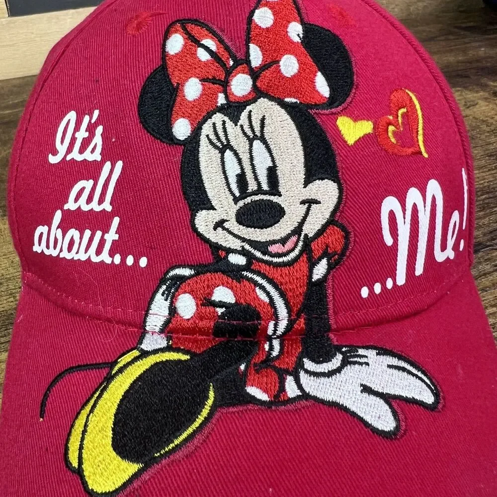 Disney Minnie Mouse Embroidered Adjustable Strap-Back Hat Baseball Cap