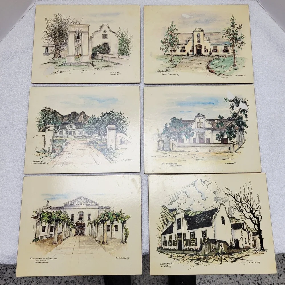 Vintage 7.5X9.5 place mats featuring famous buildings from S Africa