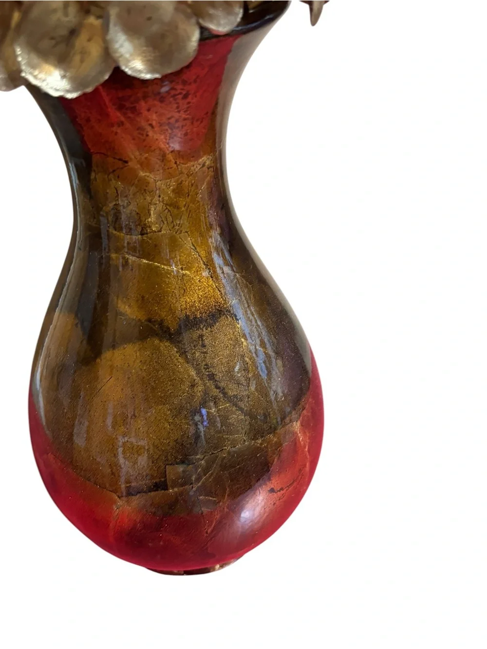 Gold Eucalyptus Stems in Brown and Gold Decorative Vase - Home Accents.