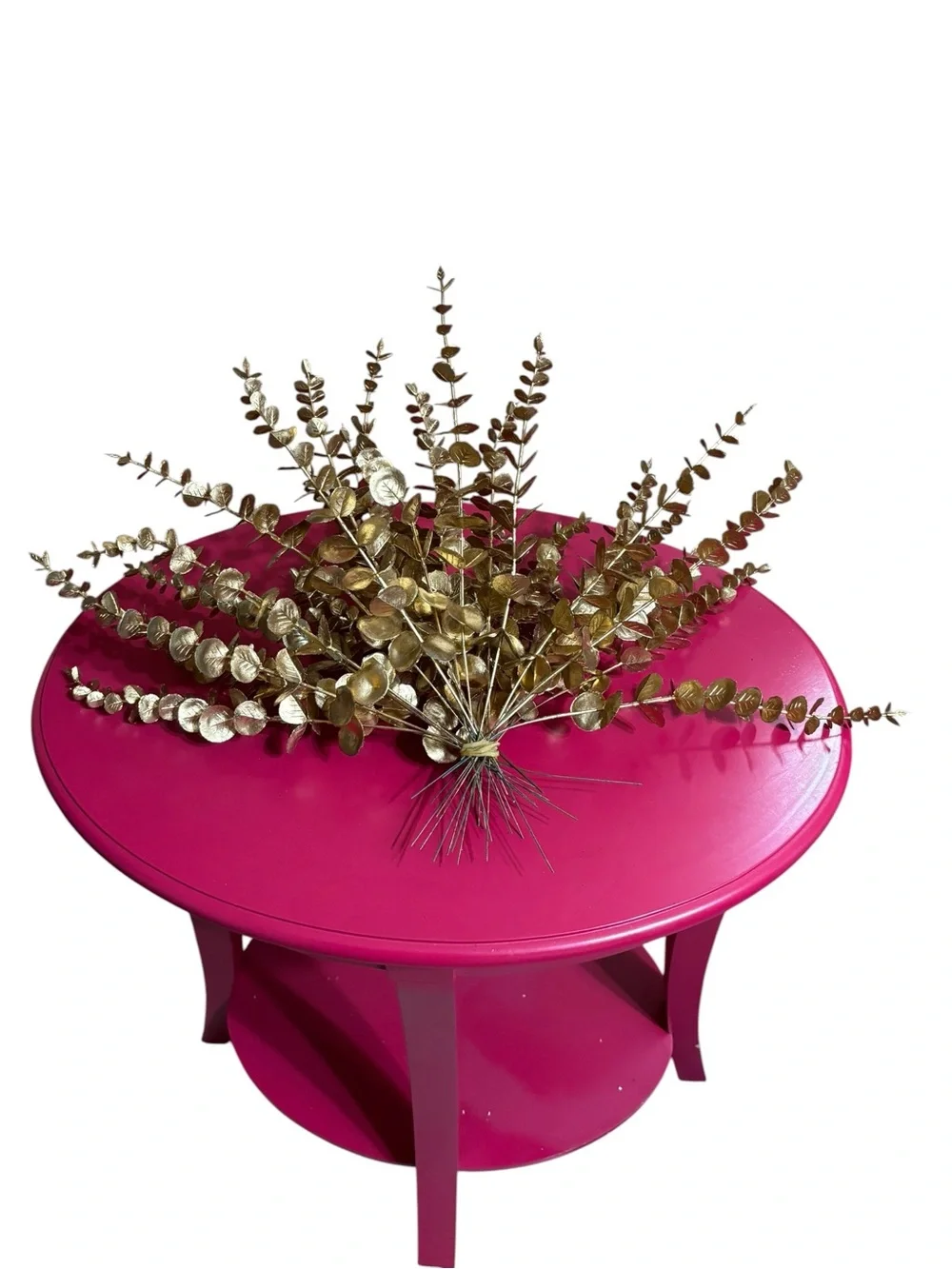 Gold Eucalyptus Stems in Brown and Gold Decorative Vase - Home Accents.