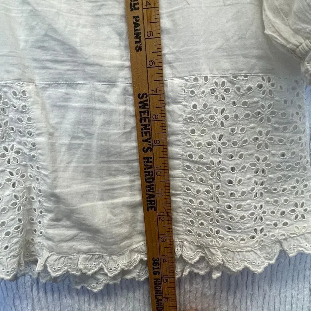 LoveShackFancy White Embroidered Floral Tellaro Victorian Bryant Top Size 6