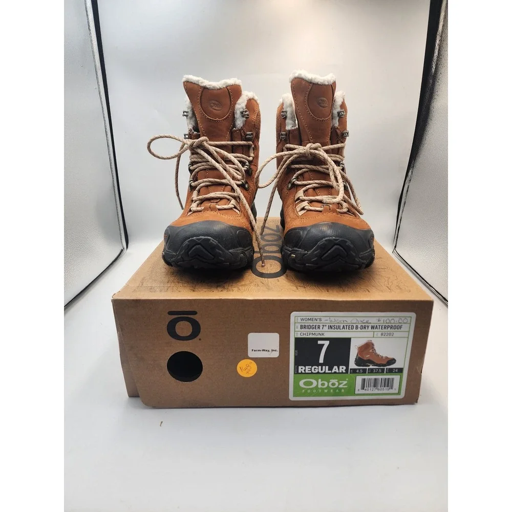 Oboz Bridger 7‎ Insulated B-DRY Waterproof Winter Hiking Boots Chipmunk Brown 7