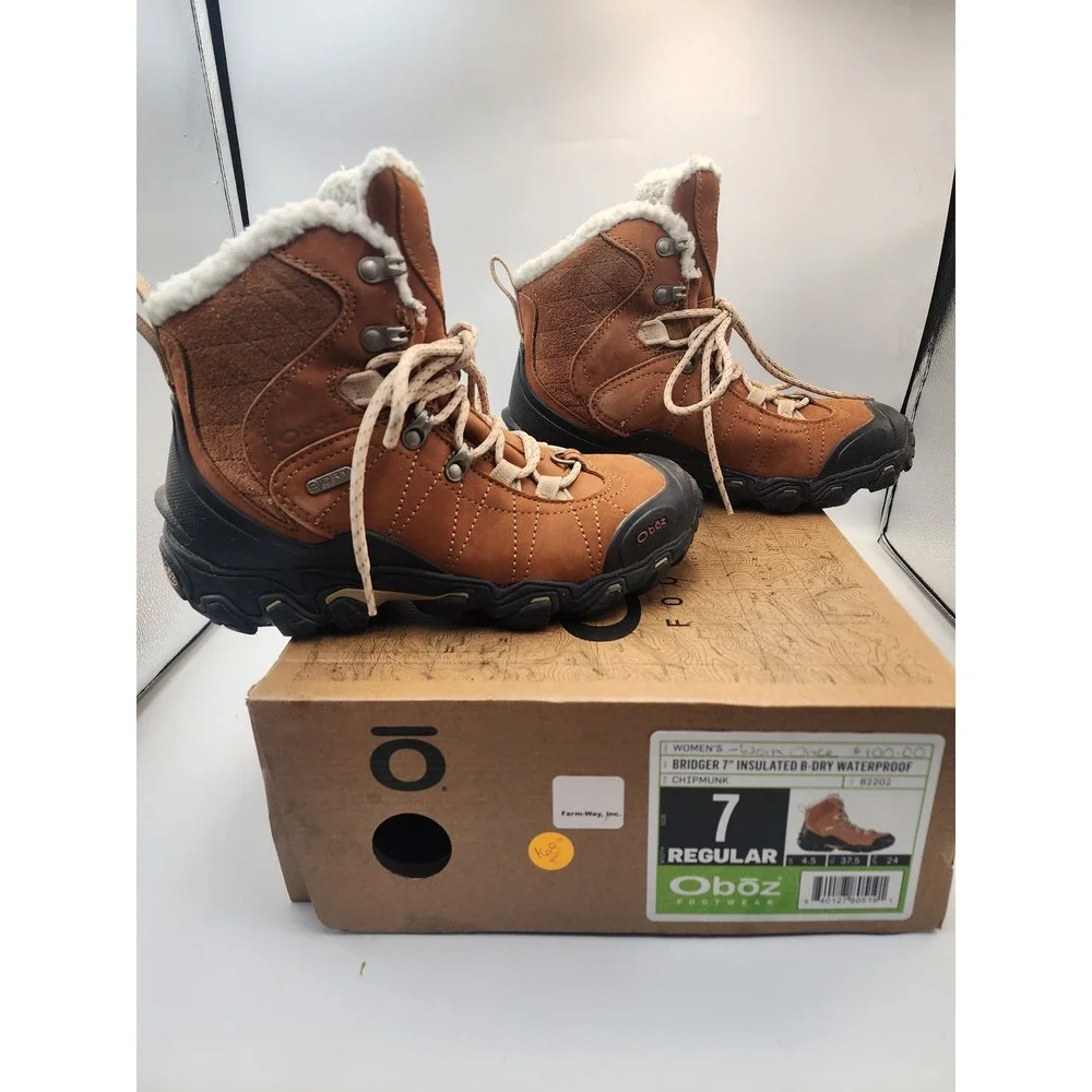 Oboz Bridger 7‎ Insulated B-DRY Waterproof Winter Hiking Boots Chipmunk Brown 7
