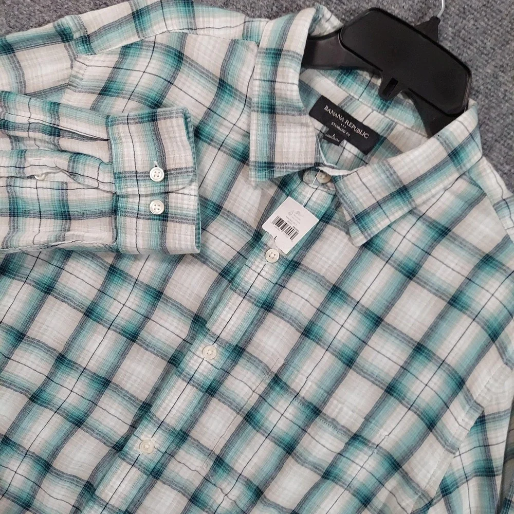 Banana Republic Shirt Mens Large Plaid Standard Fit Button Down‎ Long Sleeve
