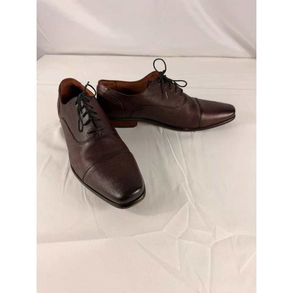 Florsheim Cap Toe Oxford Shoes 11D Burgundy Textured Leather 15175-501