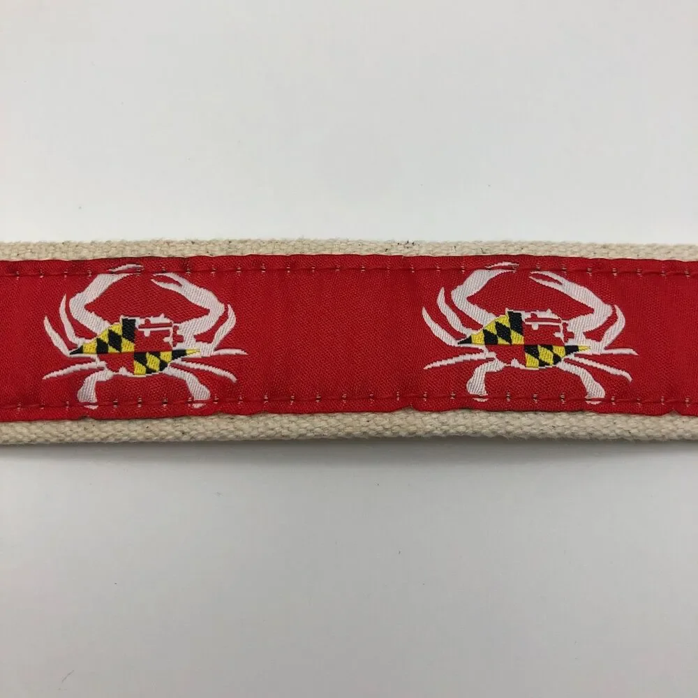 Route One Apparel Maryland Crab Logo Canvas Webbing Golf Belt Mens Size 32 NEW