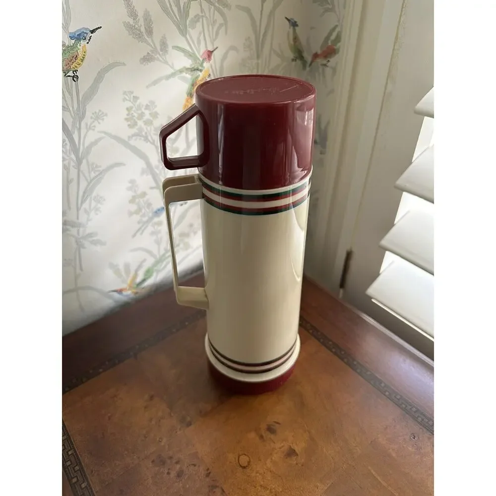 Vintage Aladdin Insulated Bottle Cup Pint Tan Hot Cold Beverage Made in USA