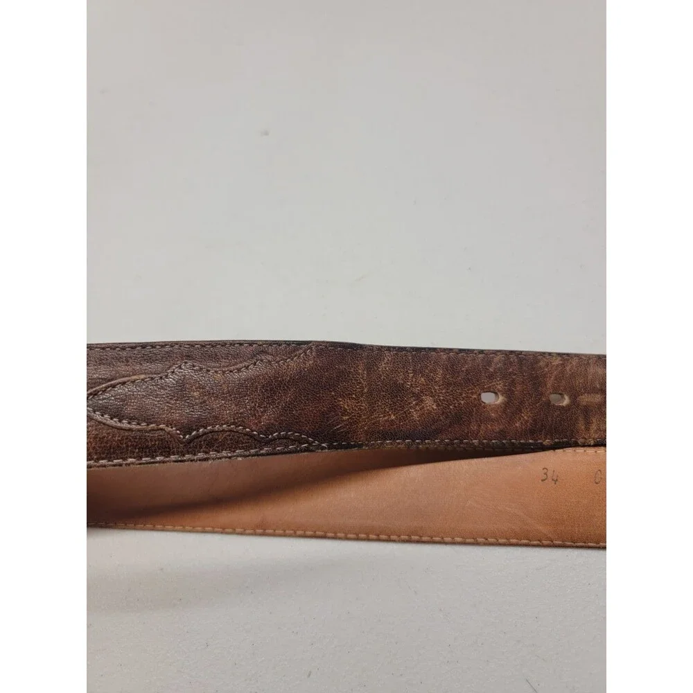 vintage TONY LAMA buckle belt 34 brown leather WESTERN