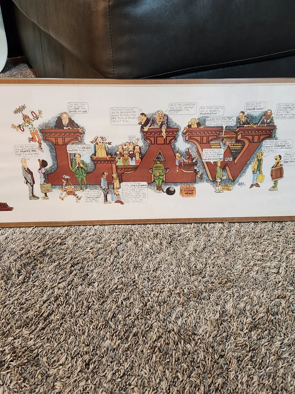 1981 LAW Themed Illustrated Wall Art By Peter Mulcahy 30×11