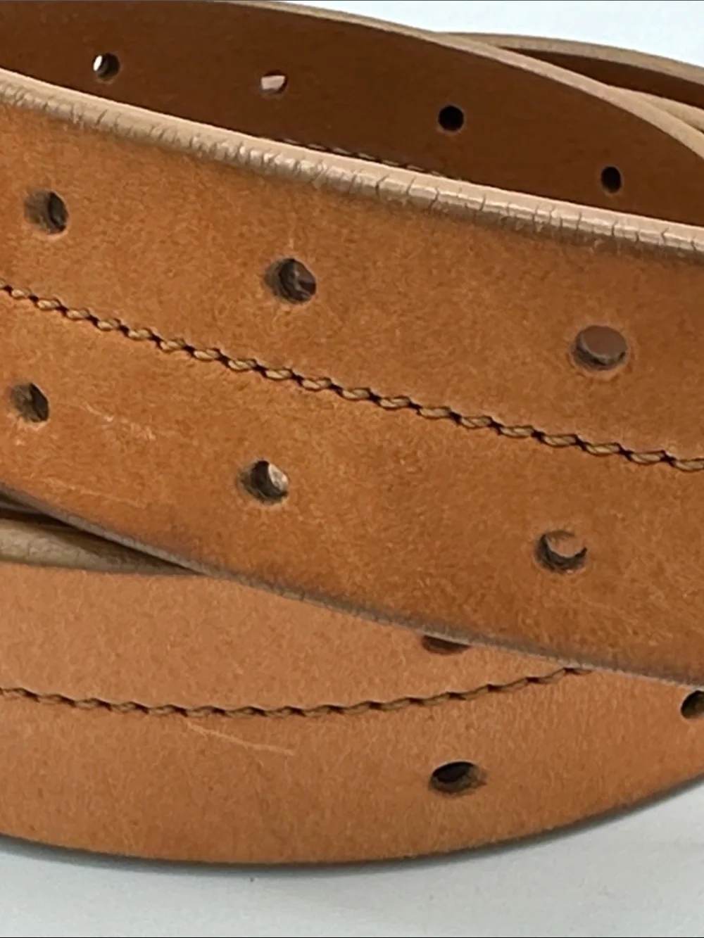 Shinola Detroit rare two-prong tan leather belt, size 42