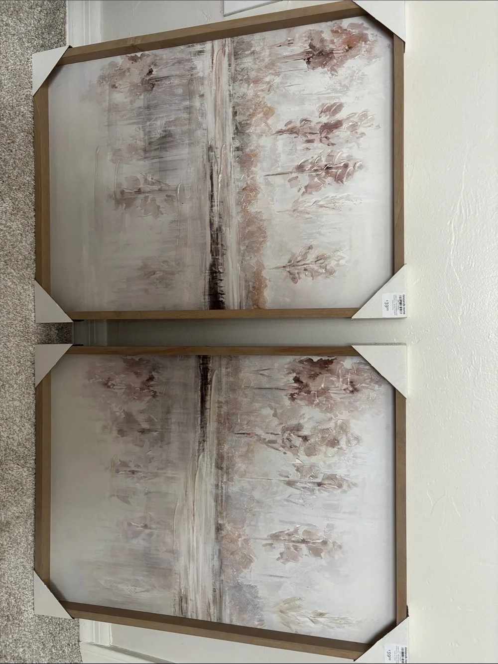 Neutral Blush Abstract Wall Art Set - Soft Pink & Cream Framed Prints