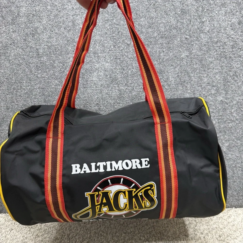 Vintage hockey Miller Baltimore‎ Jacks Skipjacks bag duffle zip black