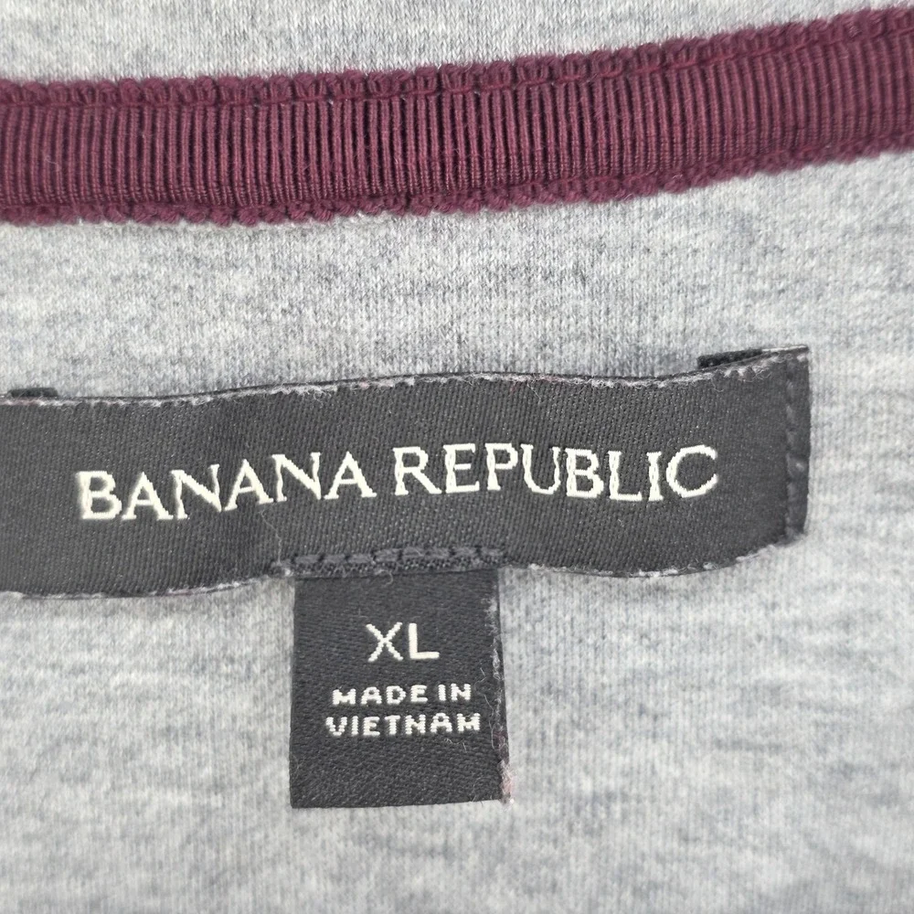 Banana Republic Mens XL Gray 1/4 Zip Cotton Pullover Sweater Mock Neck Heather