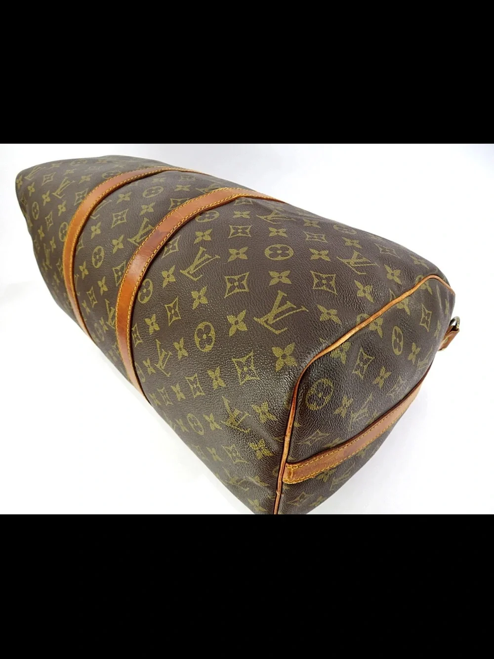 Louis Vuitton Brown Monogram Duffel with Tan Leather Strap