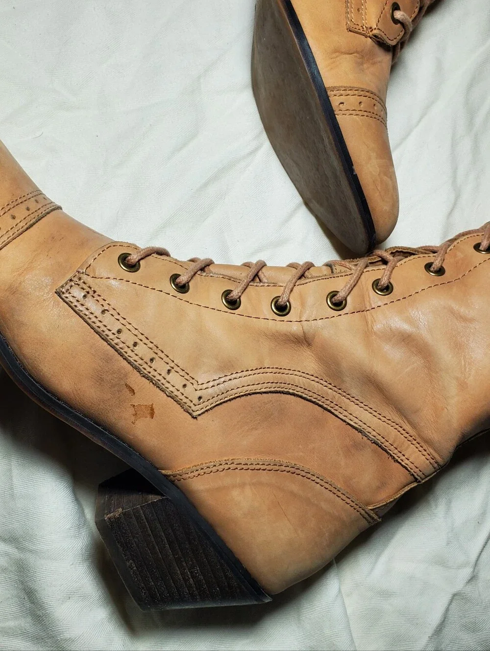 Jeffrey Campbell Free People Joe Knee-High Lace-Up Riding Boots - Tan Womens 9