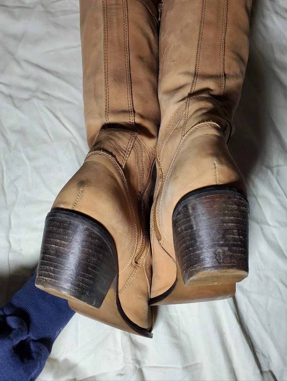 Jeffrey Campbell Free People Joe Knee-High Lace-Up Riding Boots - Tan Womens 9