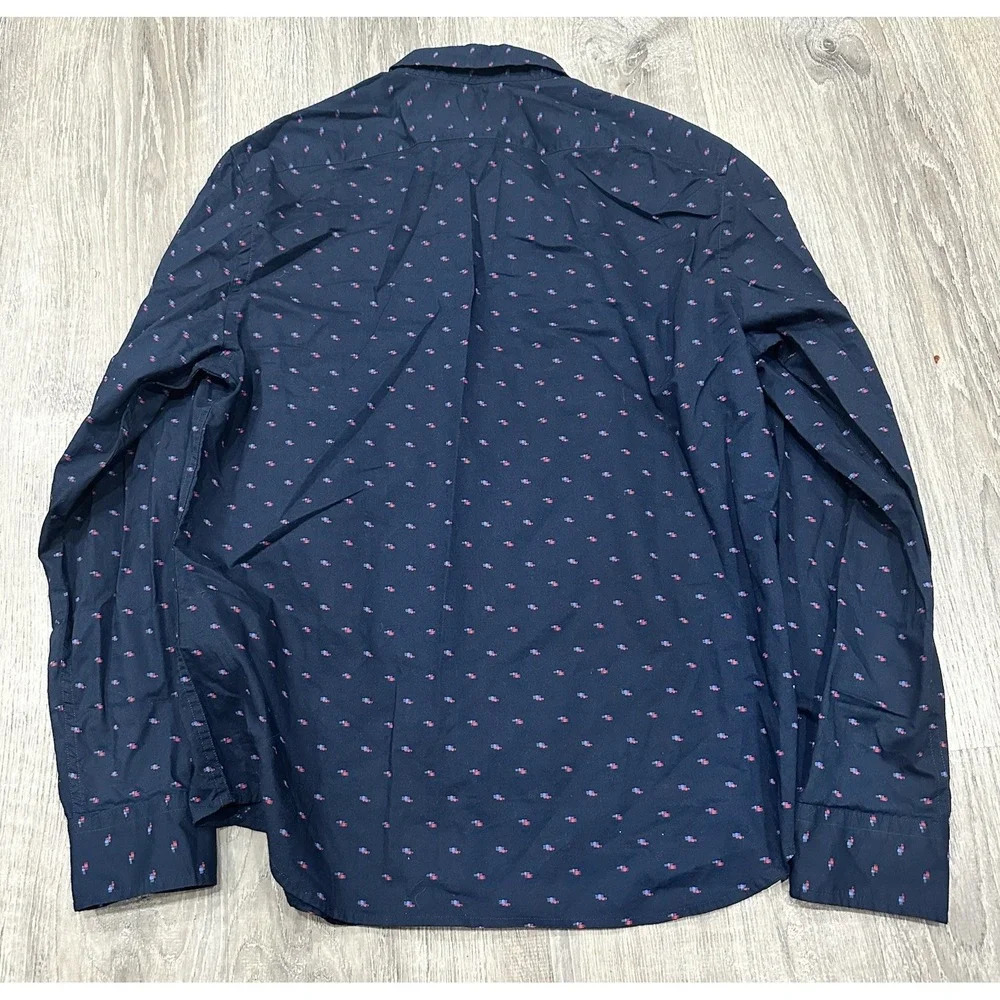 Banana Republic Men M Geometric Cotton Untucked Fit Long Sleeve‎ Casual Shirt